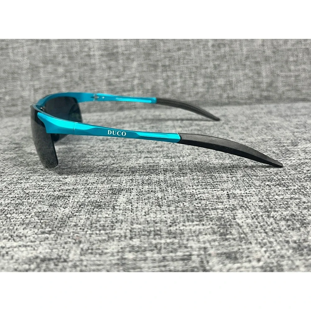 DUCO DC8177S Sport Sunglasses Turquoise Blue Polarized Wrap Mens Italian